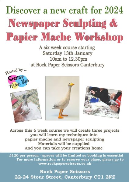 Newspaper sculpting and papier mache workshop